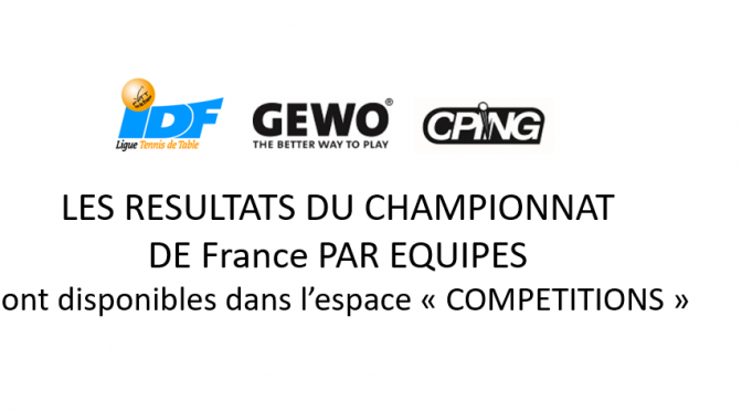 RESULTATS CHAMPIONNAT DE FRANCE PAR EQUIPES – PHASE 2 – SAISON 22 / 23