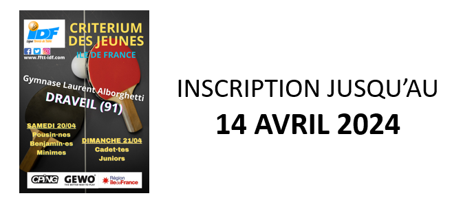 inscription Critérium des Jeunes – Bernard Jeu